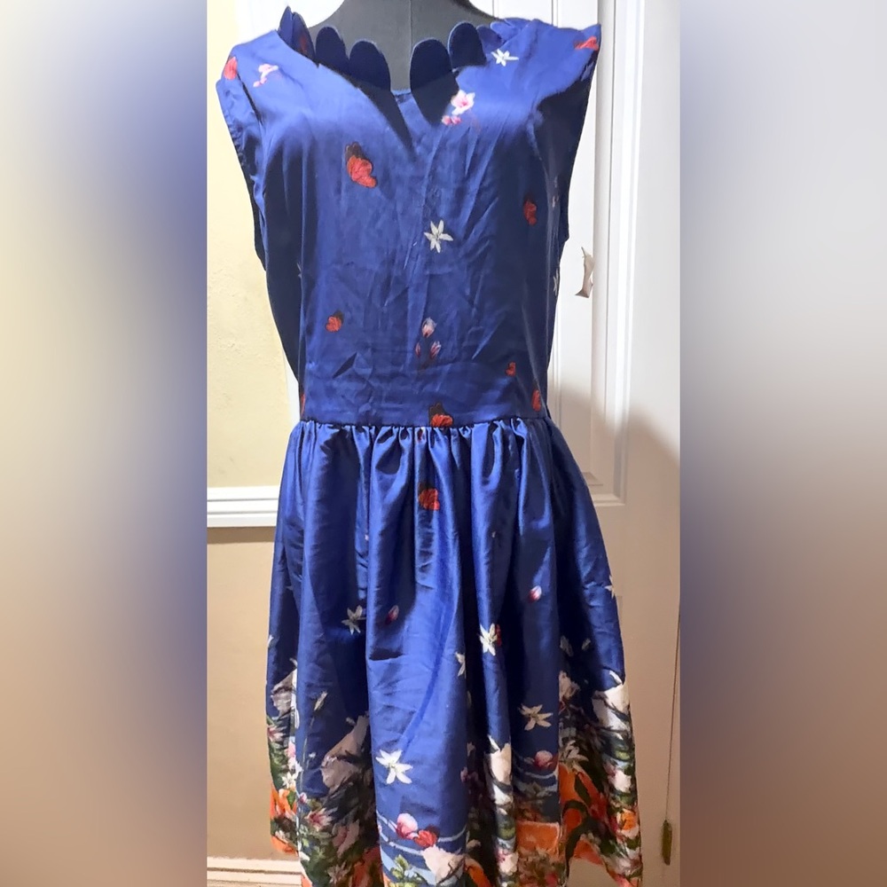 Lindy Bop Royal Blue Floral Dress
